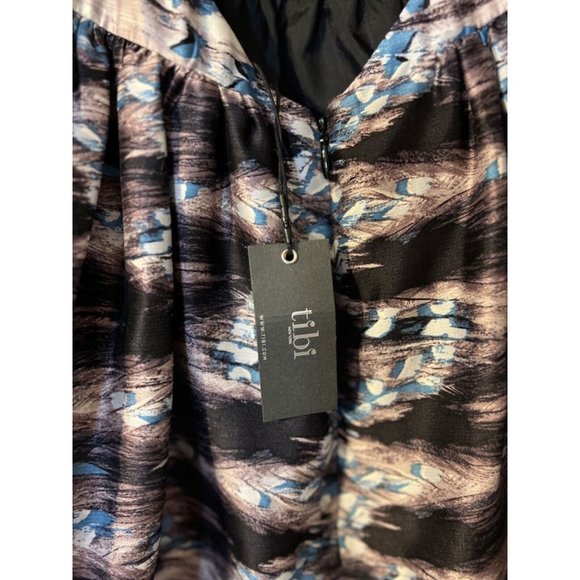 TIBI Backless A Line Dress 8 Silk Black Gray Ivory Blue NWT - Picture 8 of 12